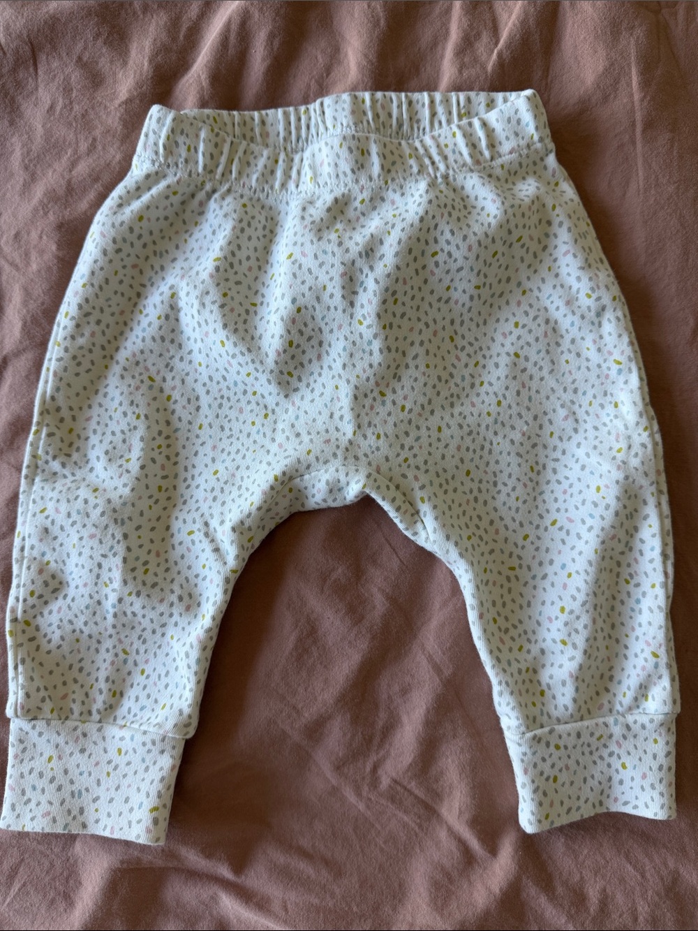 White Baby Diaper Cover Pants with Tiny Multicolor Spot Print